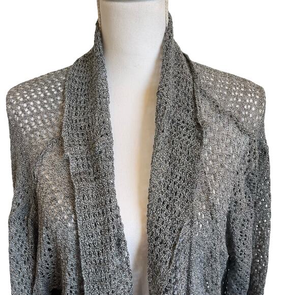 Bloomchic Cardigan Sweater Size 18/20 Gray Taupe Open Knit Topper NWT - Picture 2 of 12